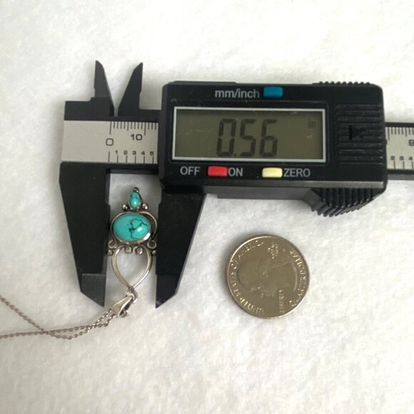 Sterling Silver 925 Scrollwork Turquoise Cabochon Pendant Necklace 16"-18" Chain - Picture 14 of 16